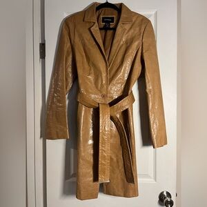 Express Shiny Genuine Leather Trench Coat